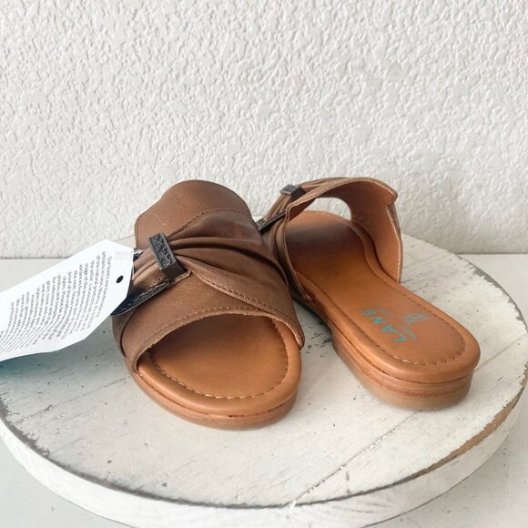 Lane Boots Womens Western Sandals 8.5 Brown Casual Cowgirl Slip on Buckle Flats - Picture 1 of 10